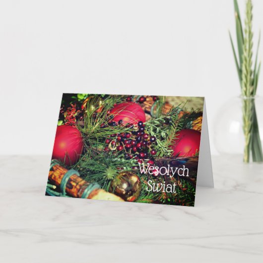 Cartes Pour Fêtes Annuelles Salutation de Noël polonais élégantes décorations (Devant)