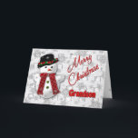 Cartes Pour Fêtes Annuelles Salutation de Noël Snowman - Grand-fils<br><div class="desc">Mignonne à l'intérieur et à l'extérieur du bonhomme de neige Noël Salutation pour ce petit-fils spécial</div>