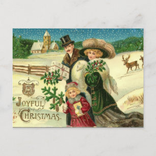 Cartes Pour Fêtes Annuelles Salutation de Noël victorienne