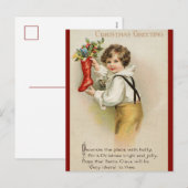 Cartes Pour Fêtes Annuelles Salutation de Noël victorienne avec poème - (Devant / Derrière)