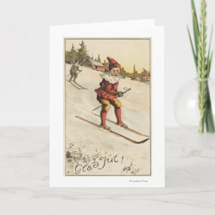 Cartes Pour Fêtes Annuelles Salutation de NoëlPatinage de Noël