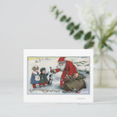 Cartes Pour Fêtes Annuelles Salutation de NoëlPère Noël et enfants (Debout devant)