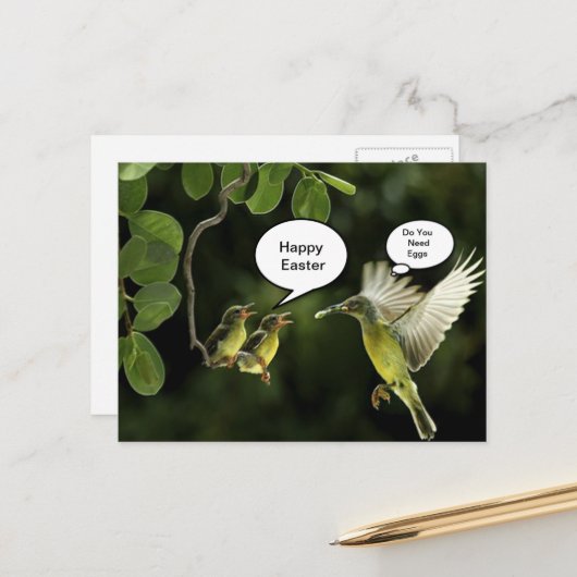 Cartes Pour Fêtes Annuelles Salutation de Pâques aux colibris (Devant/Arrière en situation)