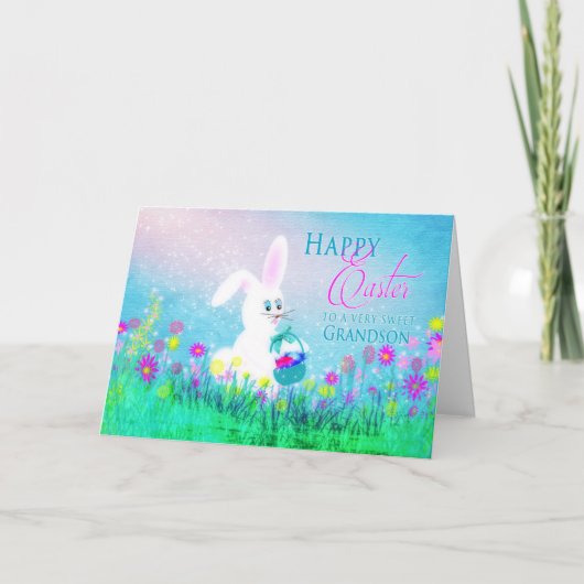 Cartes Pour Fêtes Annuelles Salutation de Pâques - petit-fils - lapin de (Devant)