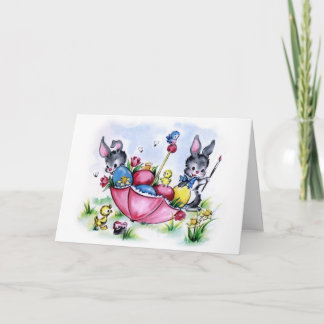 Cartes Pour Fêtes Annuelles Salutation de parapluie de Pâques
