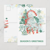 Cartes Pour Fêtes Annuelles Salutation de saison Tout Noël Rouge Vert (Devant / Derrière)