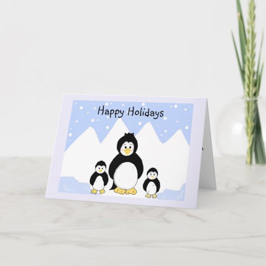 Cartes Pour Fêtes Annuelles Salutation de vacances de Penguin (Devant)