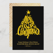 Cartes Pour Fêtes Annuelles Salutation d'entreprise Élégant Gold Script Busine (Devant / Derrière)