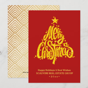 Cartes Pour Fêtes Annuelles Salutation d'entreprise Élégant Gold Script Busine