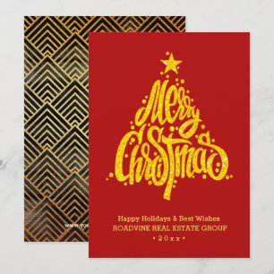 Cartes Pour Fêtes Annuelles Salutation d'entreprise Élégant Gold Script Busine
