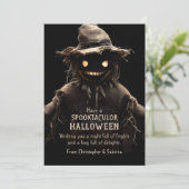 Cartes Pour Fêtes Annuelles Salutation éffrayante pour Halloween Scarecrow (Debout devant)
