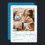Cartes Pour Fêtes Annuelles Salutation festive | 3 Photo Collage Hanoukka<br><div class="desc">Un rétro répond au design carte photo Hanoukka moderne avec trois de vos photos préférées (un paysage/horizontal et deux carrés) sur un arrière - plan blanc immaculé, agrémenté d'étoiles dessinées à la main aux coins. "Joyous Hanoukka" apparaît sous la forme de lettres manuscrites. Personnalisez avec votre nom de famille et...</div>