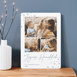 Cartes Pour Fêtes Annuelles Salutation festive | 3 Photo Collage Hanoukka<br><div class="desc">Un rétro répond au design carte photo Hanoukka moderne avec trois de vos photos préférées (un paysage/horizontal et deux carrés) sur un arrière - plan blanc immaculé, agrémenté d'étoiles dessinées à la main aux coins. "Joyous Hanoukka" apparaît sous la forme de lettres manuscrites. Personnalisez avec votre nom de famille et...</div>