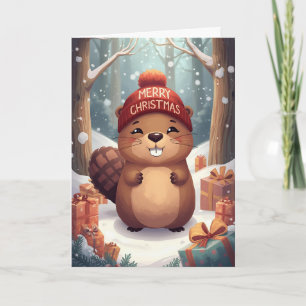 Cartes Pour Fêtes Annuelles Salutation festive de castor