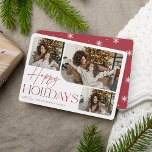 Cartes Pour Fêtes Annuelles Salutation festive | Joyeuses fêtes 3 Photo<br><div class="desc">Notre design festif et élégant de cartes de vacances est la façon parfaite de montrer trois de vos photos de famille préférées. Le design horizontal ou paysager présente des "Joyeuses fêtes" en typographie rouge et en écriture manuscrite,  avec votre nom de famille en dessous.</div>