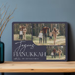 Cartes Pour Fêtes Annuelles Salutation festive | Joyous Hanoukka 3 Photo<br><div class="desc">Notre design festif et élégant de carte Hanoukka est la façon parfaite de montrer trois de vos photos de famille préférées. Le design horizontal ou paysager présente "Joyous Hanoukka" en typographie blanche et écriture manuscrite,  avec votre nom de famille sous un arrière - plan bleu minuit.</div>