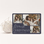 Cartes Pour Fêtes Annuelles Salutation festive | Merriest Christmas Photo<br><div class="desc">Notre design festif et élégant de cartes de vacances est la façon parfaite de montrer trois de vos photos de famille préférées. Le design horizontal ou paysager présente "Noël le plus joli" en typographie blanche et en écriture manuscrite, avec votre nom de famille sous un arrière - plan bleu marine....</div>