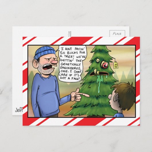 Cartes Pour Fêtes Annuelles Salutation génétiquement machinée d'arbre de Noël (Devant / Derrière)