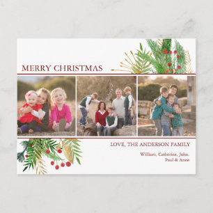 Cartes Pour Fêtes Annuelles Salutation personnalisée 3 Photo Joyeux Noël
