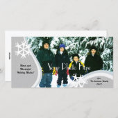 Cartes Pour Fêtes Annuelles Salutation photo Silver Snowflake (Devant / Derrière)