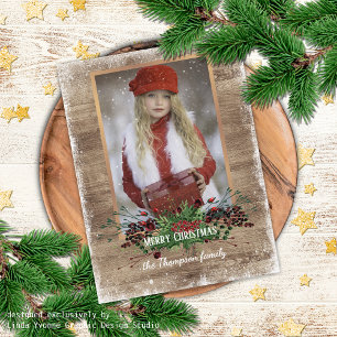 Cartes Pour Fêtes Annuelles Salutation saisonnière des Motifs de bois rustique