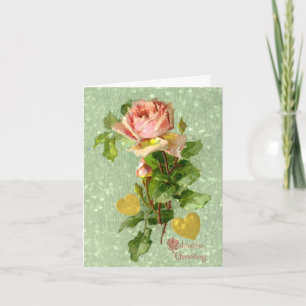 Cartes Pour Fêtes Annuelles Salutation Valentine - Vintage Valentine Rose Rose