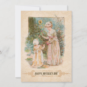 Cartes Pour Fêtes Annuelles Salutation vintage Mère et Enfant avec la Fête des
