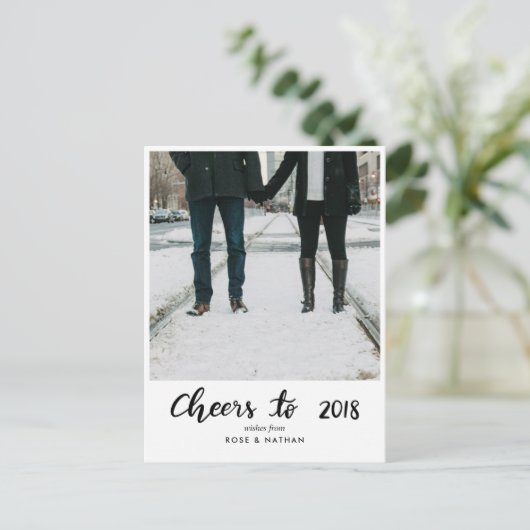 Cartes Pour Fêtes Annuelles Salutations À 2018 Script manuscrit Photo du Nouve (Debout devant)