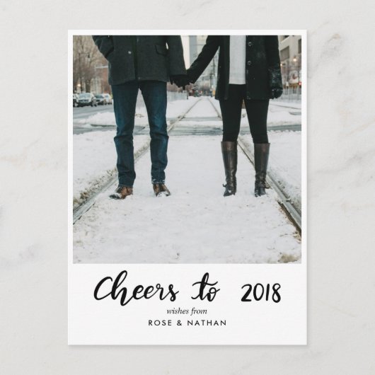Cartes Pour Fêtes Annuelles Salutations À 2018 Script manuscrit Photo du Nouve (Devant)