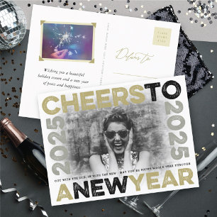 Cartes Pour Fêtes Annuelles Salutations À 2025 Blocs De Typographie Or Photo C