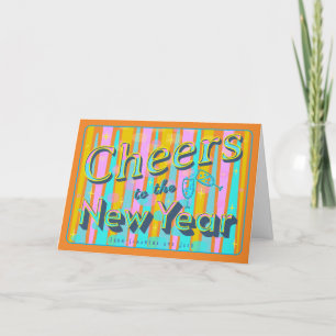 Cartes Pour Fêtes Annuelles Salutations Au Nouvel An Avec Des Couleurs Rétro A