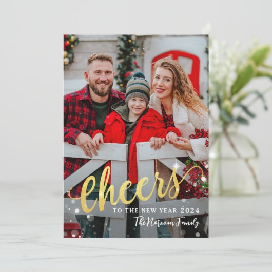 Cartes Pour Fêtes Annuelles Salutations au Nouvel An Étincelle Lumière 2 Photo (Debout devant)