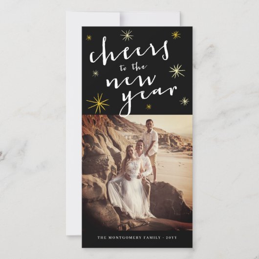 Cartes Pour Fêtes Annuelles Salutations Au Nouvel An Starbursts Fireworks Phot (Devant)