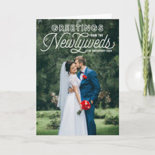 Cartes Pour Fêtes Annuelles Salutations blanches des nouveaux mariés épousant