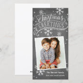 Cartes Pour Fêtes Annuelles Salutations Chalkboard 1 photo Fête de Flocon de n (Devant / Derrière)