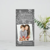 Cartes Pour Fêtes Annuelles Salutations Chalkboard 1 photo Fête de Flocon de n (Debout devant)