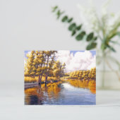 Cartes Pour Fêtes Annuelles Salutations d'action de grâces. Paysage d'automne (Debout devant)