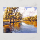 Cartes Pour Fêtes Annuelles Salutations d'action de grâces. Paysage d'automne (Devant)