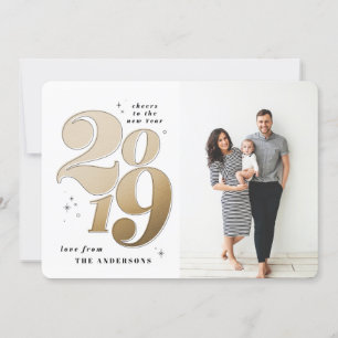 Cartes Pour Fêtes Annuelles Salutations de la nouvelle année or 2019 photo vac