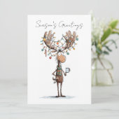 Cartes Pour Fêtes Annuelles Salutations de la saison avec orignal (Debout devant)