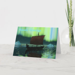 Cartes Pour Fêtes Annuelles Salutations de la Saison - Bateau Viking