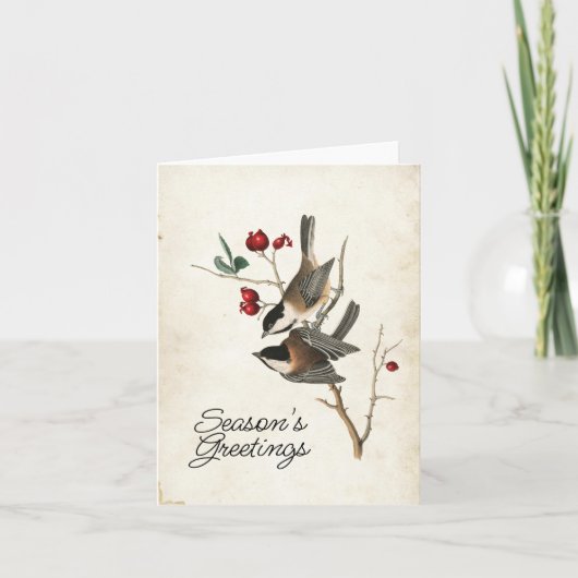 Cartes Pour Fêtes Annuelles Salutations de la saison de la mésange de Noël  (Devant)