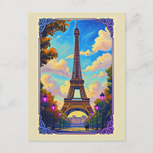 Cartes Pour Fêtes Annuelles Salutations de la Tour Eiffel de Paris Art Europée
