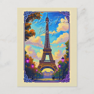 Cartes Pour Fêtes Annuelles Salutations de la Tour Eiffel de Paris Art Europée