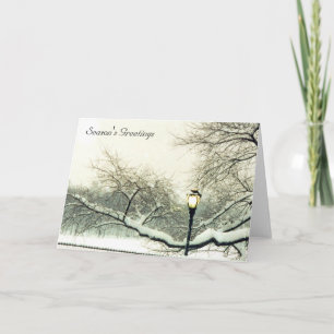 Cartes Pour Fêtes Annuelles salutations de l'arbre enneigé