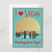 Cartes Pour Fêtes Annuelles Salutations de Las Vegas Skyline Sunrise Souvenir (Devant / Derrière)