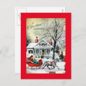 Cartes Pour Fêtes Annuelles Salutations de Noël à Sleigh (Devant / Derrière)