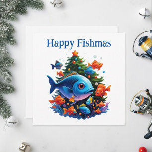 Cartes Pour Fêtes Annuelles Salutations de Noël colorées pour pêcheur.