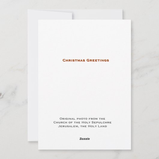 Cartes Pour Fêtes Annuelles Salutations de Noël de Jérusalem (Dos)