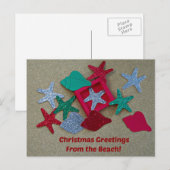 Cartes Pour Fêtes Annuelles Salutations de Noël de la plage. (Devant / Derrière)